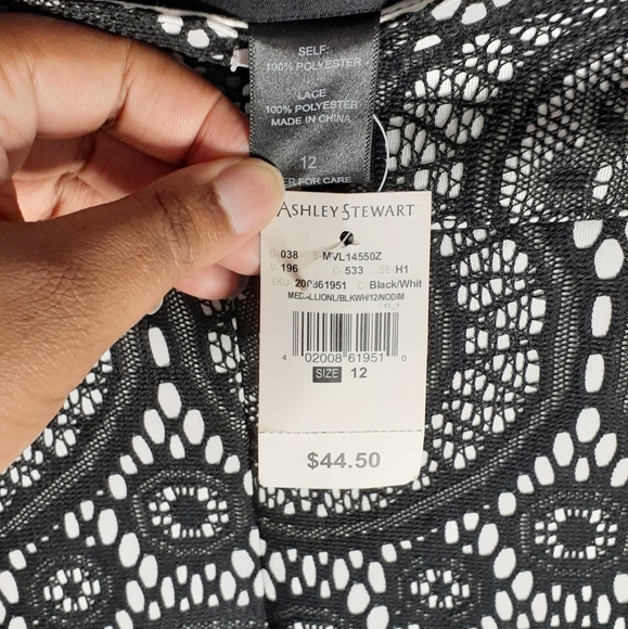 New 12 Ashley Stewart Black & White Lace Pants - Picture 2 of 4